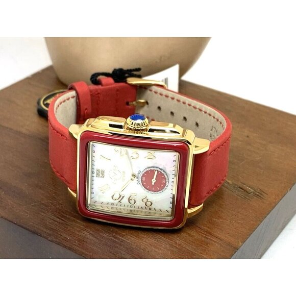 GV2 by Gevril Women's Watch 9261 Swiss Quartz Mother of Pearl Dial Red Leather - Picture 7 of 13